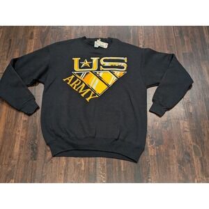 New Vintage 90s Artex US‎ Army Crewneck Sweatshirt Mens M Black Yellow USA